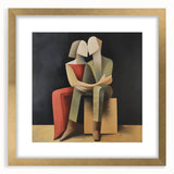 Abstract figurative frame with a matte gold finish, showcasing a stylish contemporary design, ideal for enhancing modern decor in living rooms or offices.