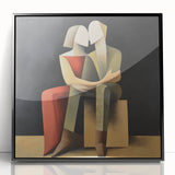 Framed acrylic artwork featuring an abstract figurative design with black tones, showcasing modern artistic expression. Perfect for contemporary home decor.