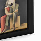 Close-up of an abstract figurative framed canvas art piece showcasing vibrant colors and intricate details, perfect for modern home decor or artistic spaces.