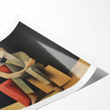 Abstract figurative rolled print showcasing vibrant colors and dynamic shapes, presented in a sturdy cardboard tube for safe shipping. Ideal for modern home decor.