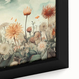 Close-up of a framed abstract floral wall art piece showcasing vibrant colors and intricate details, perfect for modern home decor and enhancing aesthetic appeal.