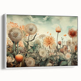 Framed abstract floral wall art showcasing vibrant colors and intricate designs, displayed from a side view against a white background, ideal for modern decor.