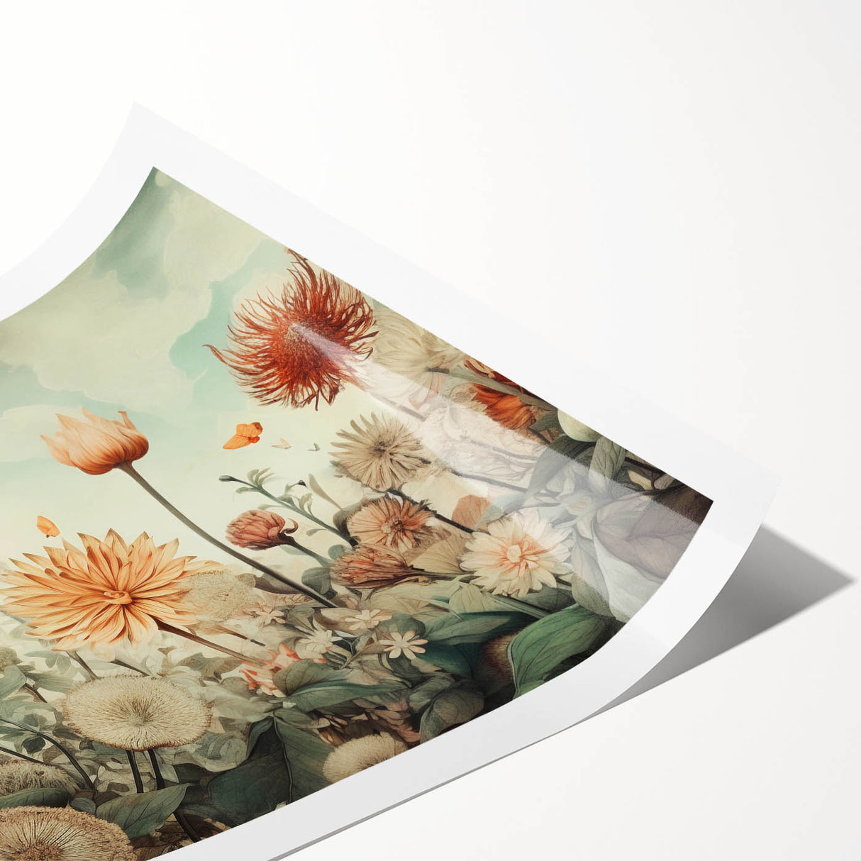 Abstract floral wall art print featuring vibrant colors and intricate designs, rolled and ready for framing, showcasing a modern aesthetic ideal for home decor.