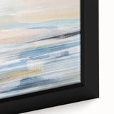 Close-up of a vibrant abstract landscape wall art piece, featuring bold colors and dynamic brush strokes, elegantly framed for modern decor enhancement.