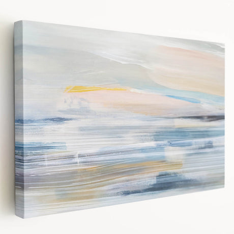 Vibrant abstract landscape wall art printed on stretched canvas, showcasing dynamic colors and textures, ideal for modern home decor and art enthusiasts.
