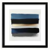 Modern Abstract Wall Art – Black and Blue with Gold Brush Texture