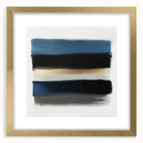 Modern Abstract Wall Art – Black and Blue with Gold Brush Texture