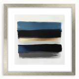 Modern Abstract Wall Art – Black and Blue with Gold Brush Texture