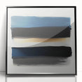 Modern Abstract Wall Art – Black and Blue with Gold Brush Texture