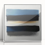 Modern Abstract Wall Art – Black and Blue with Gold Brush Texture