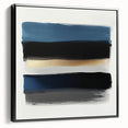 Modern Abstract Wall Art – Black and Blue with Gold Brush Texture