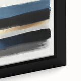 Modern Abstract Wall Art – Black and Blue with Gold Brush Texture