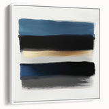 Modern Abstract Wall Art – Black and Blue with Gold Brush Texture