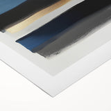 Modern Abstract Wall Art – Black and Blue with Gold Brush Texture