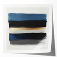 Modern Abstract Wall Art – Black and Blue with Gold Brush Texture