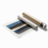 Modern Abstract Wall Art – Black and Blue with Gold Brush Texture