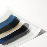 Modern Abstract Wall Art – Black and Blue with Gold Brush Texture