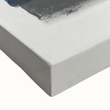 Modern Abstract Wall Art – Black and Blue with Gold Brush Texture