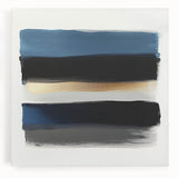 Modern Abstract Wall Art – Black and Blue with Gold Brush Texture