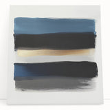 Modern Abstract Wall Art – Black and Blue with Gold Brush Texture