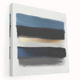 Modern Abstract Wall Art – Black and Blue with Gold Brush Texture