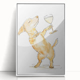 Art deco poster featuring assorted beverages and fruits in bold colors, ideal for modern kitchen wall decor.