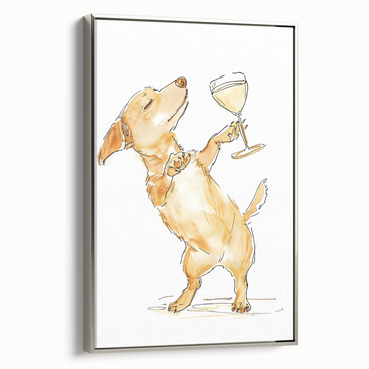 Landscape art painting of a colorful, vintage food and drink poster on black framed canvas, ideal for dining room decor.