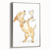 Landscape art painting of a colorful, vintage food and drink poster on black framed canvas, ideal for dining room decor.