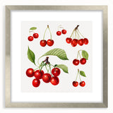 Textured art of abstract fruit designs in muted earth tones on a framed print, ideal for bedroom wall decor.