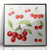 Large abstract wall art featuring an array of fruits in bold colors on a black acrylic framed print.