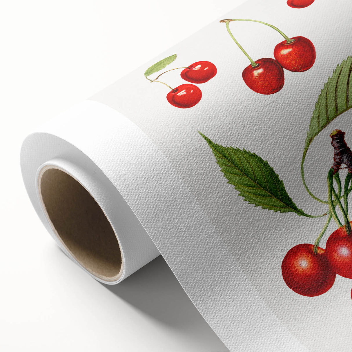 Art deco poster featuring an array of colorful fruits on a rolled canvas, ideal for nursery wall art or dining room decor.