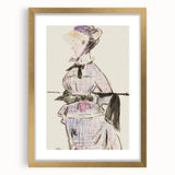 Impressionism Wall Art - Woman in Travel Costume - Elegant Art Sketch Print