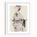 Impressionism Wall Art - Woman in Travel Costume - Elegant Art Sketch Print