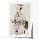 Impressionism Wall Art - Woman in Travel Costume - Elegant Art Sketch Print