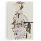 Impressionism Wall Art - Woman in Travel Costume - Elegant Art Sketch Print