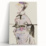 Impressionism Wall Art - Woman in Travel Costume - Elegant Art Sketch Print