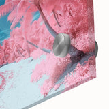 Close-up of an acrylic glass landscape artwork depicting serene beaches, showcasing vibrant colors and intricate details of waves and sand, perfect for coastal decor.