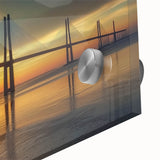 Close-up image of a vibrant landscape bridge design printed on acrylic glass, showcasing intricate details and vivid colors, ideal for modern home decor.