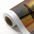Rolled canvas showcasing a vibrant landscape bridge design, featuring rich colors and intricate details, securely packaged in a durable cardboard tube for safe delivery.