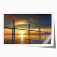 Landscape bridge rolled print showcasing a stunning view of a serene river landscape, featuring lush greenery and a clear blue sky. The artwork is elegantly rolled, ideal for framing and enhancing any space with its vivid colors and tranquil ambiance.