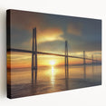 Landscape canvas artwork depicting a serene bridge over water, showcasing vibrant colors and detailed textures, perfect for home decor or office spaces.