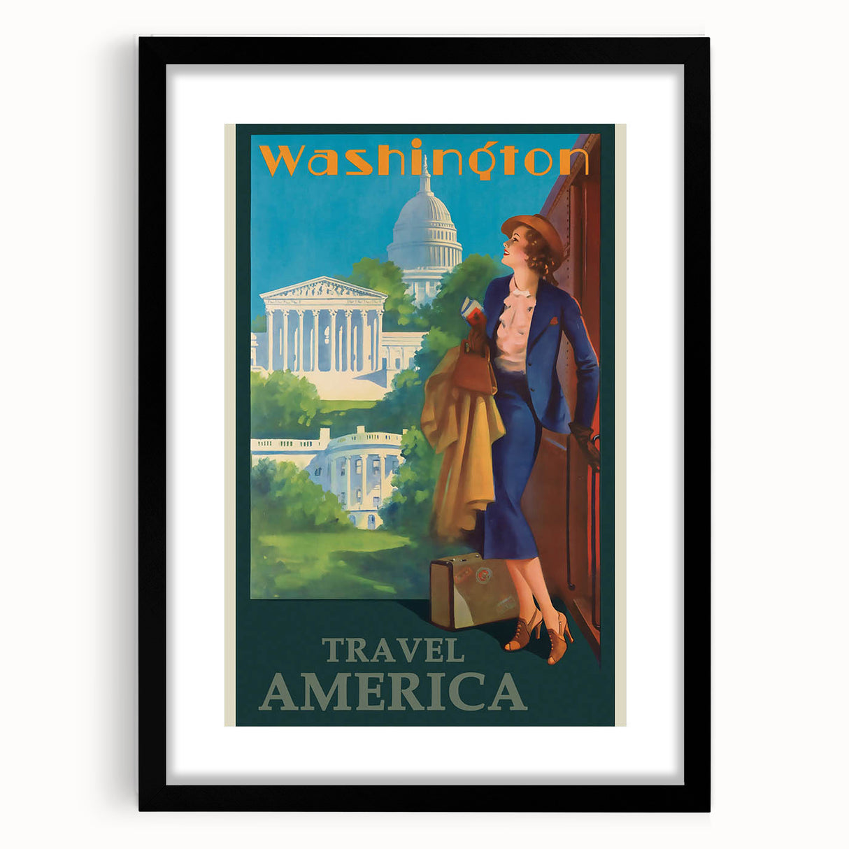 Retro Washington D.C. Poster – Vintage American Travel Art
