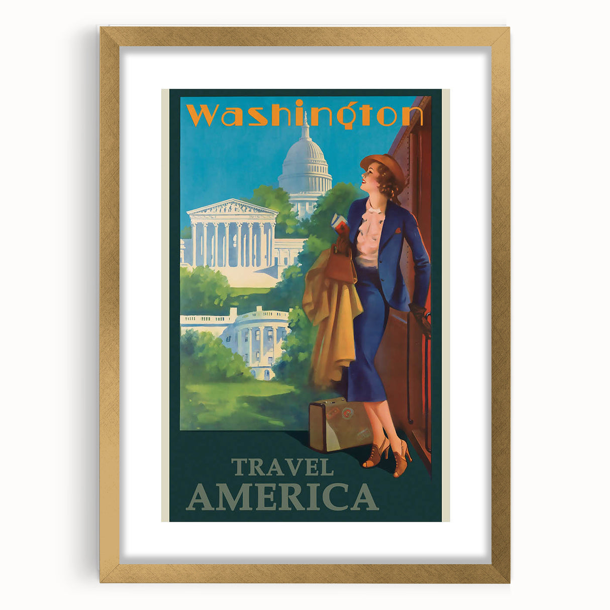 Retro Washington D.C. Poster – Vintage American Travel Art