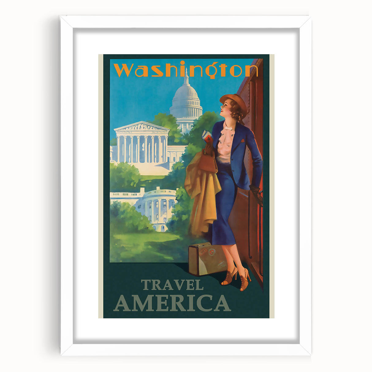 Retro Washington D.C. Poster – Vintage American Travel Art