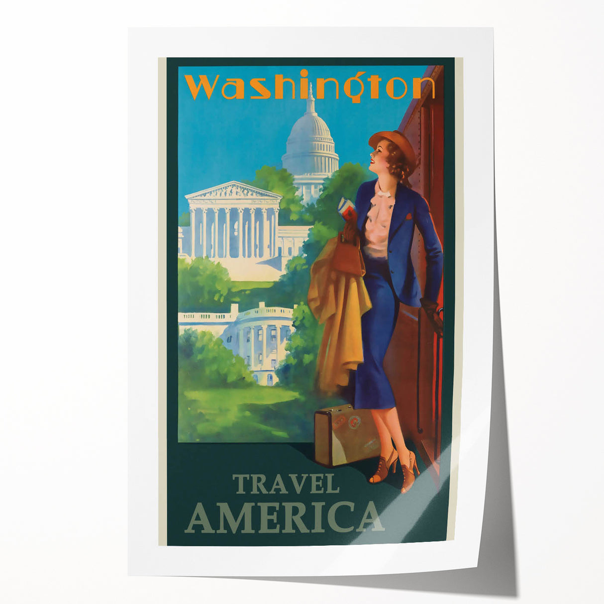 Retro Washington D.C. Poster – Vintage American Travel Art