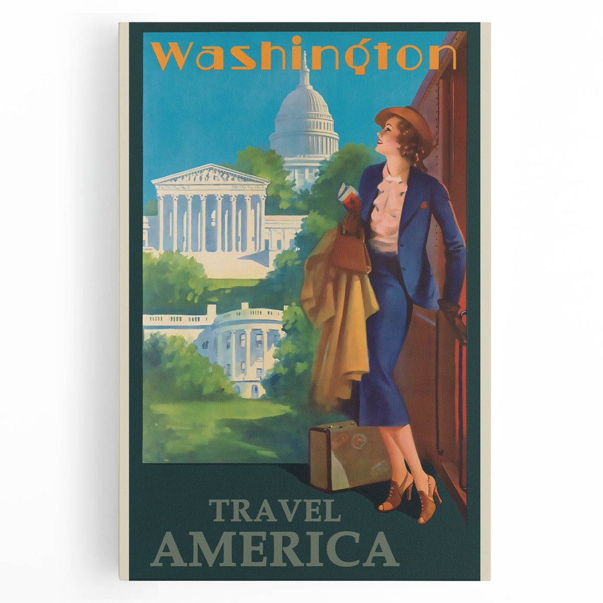 Retro Washington D.C. Poster – Vintage American Travel Art