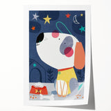 Starry Night Dog - Kids Wall Art Prints Boys Room Wall Art