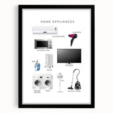 Home Appliances Kids Educational Wall Art - Learning Poster