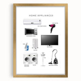 Home Appliances Kids Educational Wall Art - Learning Poster