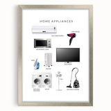 Home Appliances Kids Educational Wall Art - Learning Poster